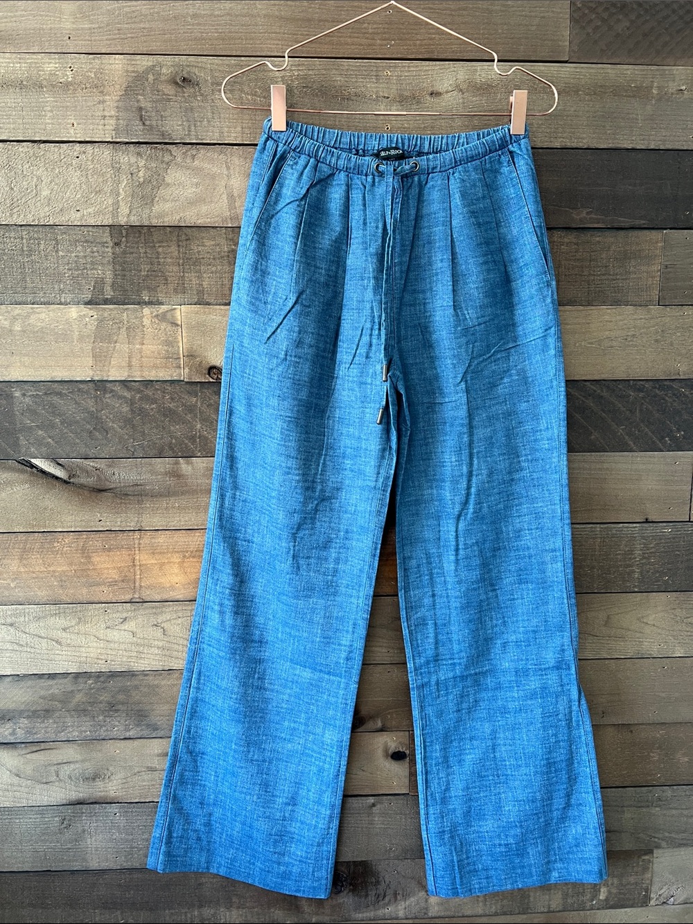 Alp N Rock Women's 100% Linen Drawstring Waist Pants in Blue Size XS